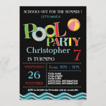 ZOMER ZWEMBAD PARTY UITNODIGING | ZWEMBAD VERJAARD