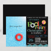 ZOMER ZWEMBAD PARTY UITNODIGING | ZWEMBAD VERJAARD (Voorkant / Achterkant)