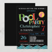ZOMER ZWEMBAD PARTY UITNODIGING | ZWEMBAD VERJAARD (Voorkant / Achterkant)