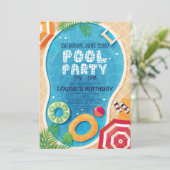 Zomer Zwembad Party Verjaardag Kaart (Staand voorkant)