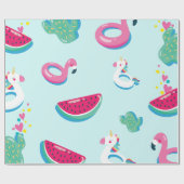 Zomer Zwembad Party Verjaardag Wrapping Papier (Vlak)