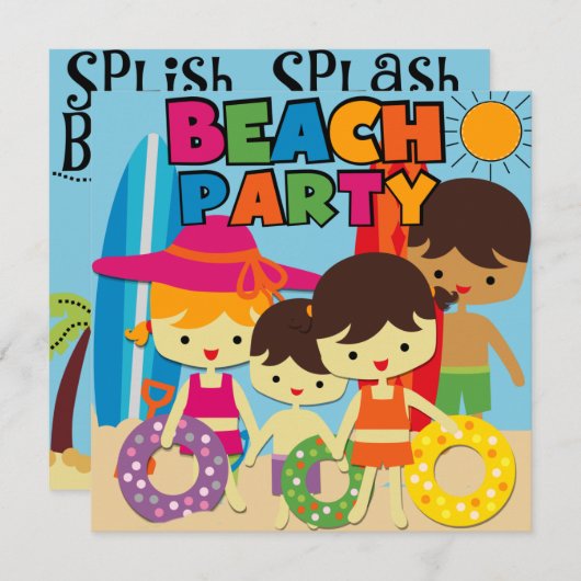 Zomer Zwembad Strand Verjaardag Uitnodigingen (Voorkant / Achterkant)