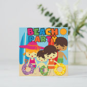 Zomer Zwembad Strand Verjaardag Uitnodigingen (Staand voorkant)