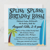 Zomer Zwembad Strand Verjaardag Uitnodigingen (Achterkant)