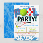Zomer zwembad tennisfeest uitnodiging (Voorkant / Achterkant)