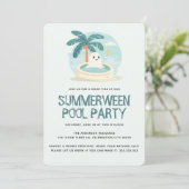 Zomer Zwembad Tuin Halloween Feest Kaart (Staand voorkant)