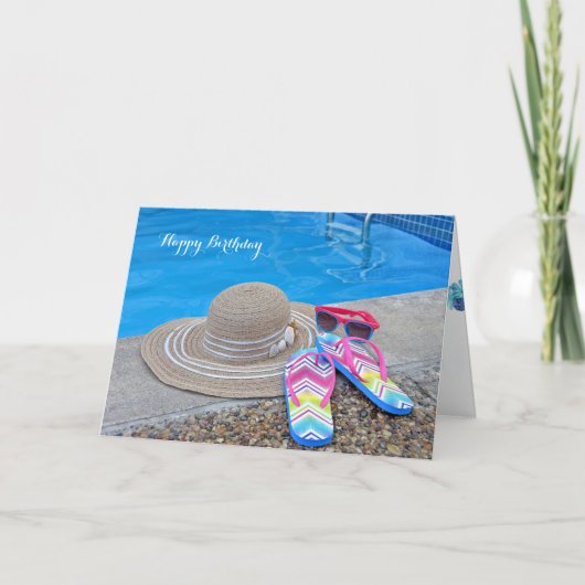 Zomer Zwembad Verjaardag Kaart (Voorkant)