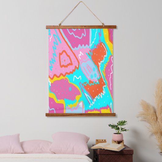 Zomer Zwembad Vibes Abstracte kunst Hangend Wandkleed (Slaapkamer)