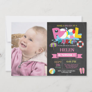 Zomer zwembadfeest uitnodiging Spetter Spat Meisje