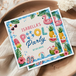 Zomer zwembadfeest verjaardags servetten