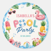 Zomer zwembadfeestje sticker (Voorkant)