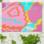 Zomer zwembadvibes Abstracte print Theedoek (Gevouwen)