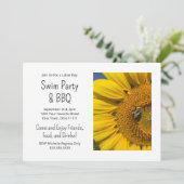 Zomer Zwemfeest Barbecue Rustieke Zonnebloem Kaart (Staand voorkant)