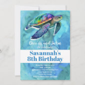 Zomer Zwemmen Verjaardags Zwembad Party Zee Schild Kaart (Voorkant)