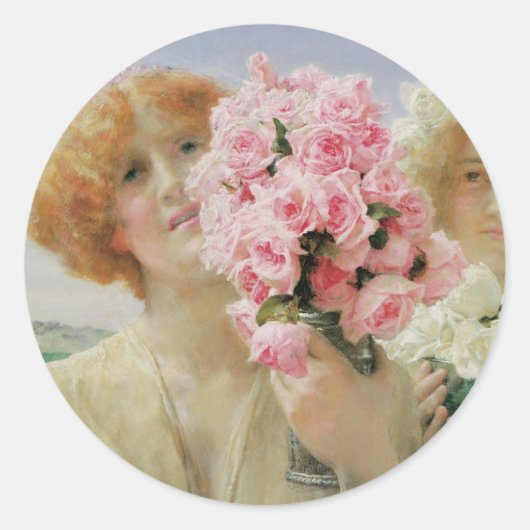 Zomeraanbod van Sir Lawrence Alma-Tadema Ronde Sticker (Voorkant)