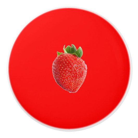 zomeraardbei keramische knop (Voorkant)