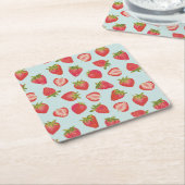 Zomeraardbeivruchtenpatroon Kartonnen Onderzetters (Schuin)