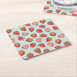 Zomeraardbeivruchtenpatroon Kartonnen Onderzetters