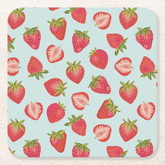 Zomeraardbeivruchtenpatroon Kartonnen Onderzetters (Voorkant)