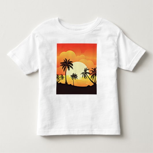 Zomerachtergrond met palmbomen-32134 kinder shirts (Voorkant)