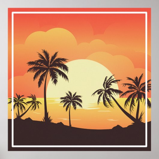 Zomerachtergrond met palmbomen-32134 poster (Voorkant)