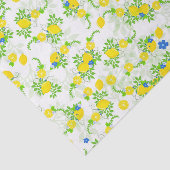 Zomerachtig Blauw en Geel Citroenen Bloemmotief Tissuepapier (Detail)