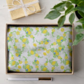 Zomerachtig Blauw en Geel Citroenen Bloemmotief Tissuepapier (Geschenk)