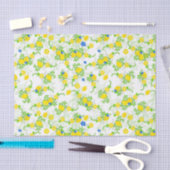 Zomerachtig Blauw en Geel Citroenen Bloemmotief Tissuepapier (Craft)