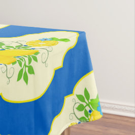 Zomerachtig Blauw en Geel Citroenen Bloempatroon Tafelkleed