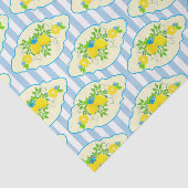 Zomerachtig blauw en geel citroenen bloempatroon  tissuepapier (Detail)