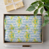 Zomerachtig blauw en geel citroenen bloempatroon  tissuepapier (Geschenk)