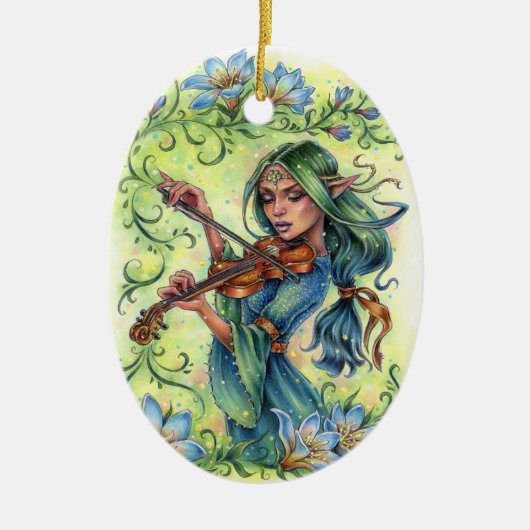 Zomeravond Fiddler Ornament Fairy Elf Viool (Voorkant)