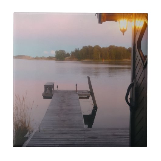 Zomeravond in de Zweedse archipel Tegeltje (Voorkant)