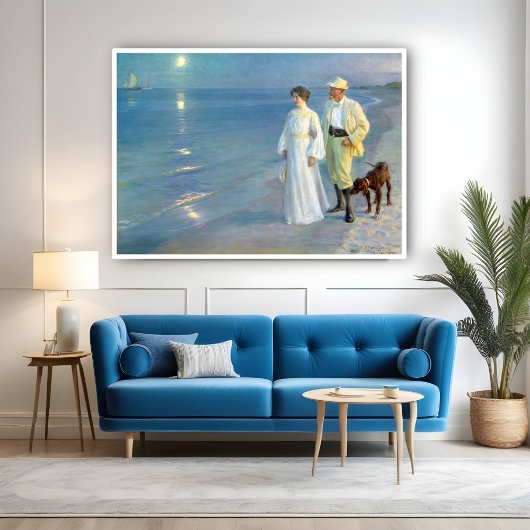 Zomeravond op het strand bij Skagen, P.S. Kroyer Poster