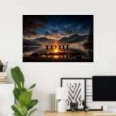 Zomeravond rond het kampvuur poster (Thuiskantoor)