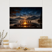 Zomeravond rond het kampvuur poster (Keuken)