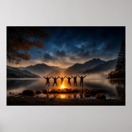 Zomeravond rond het kampvuur poster