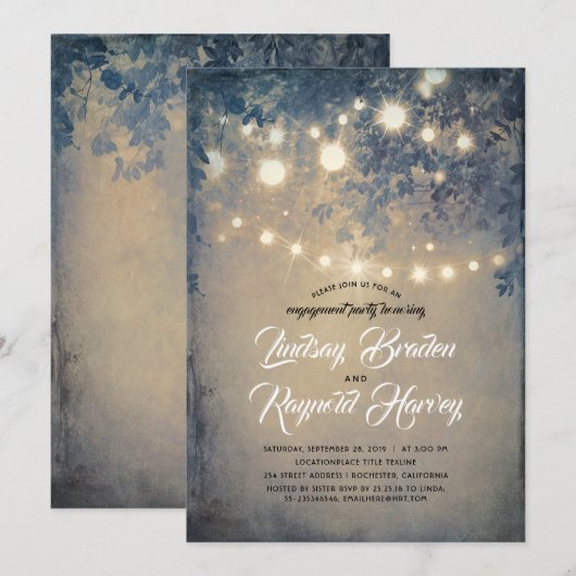 Zomeravond Rustiek Country Engagement Party Kaart (Voorkant / Achterkant)