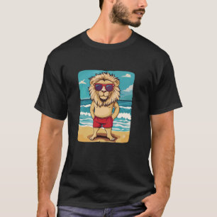 Zomeravontuur met deze mooie leeuw in koelrood t-shirt
