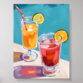 Zomerbadcocktails Aquarel Poster (Voorkant)