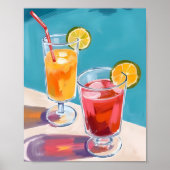 Zomerbadcocktails Aquarel Poster (Voorkant)