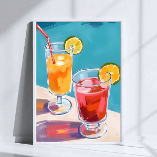 Zomerbadcocktails Aquarel Poster