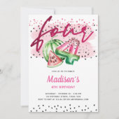 Zomerballon Brieven Melon 4e Verjaardag Kaart (Voorkant)