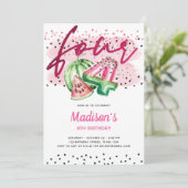 Zomerballon Brieven Melon 4e Verjaardag Kaart (Staand voorkant)