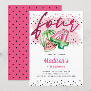 Zomerballon Brieven Melon 4e Verjaardag Kaart