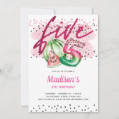 Zomerballon Brieven Melon 5e verjaardag Kaart (Voorkant)