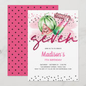 Zomerballon Brieven Melon 7e Verjaardag Kaart (Voorkant / Achterkant)