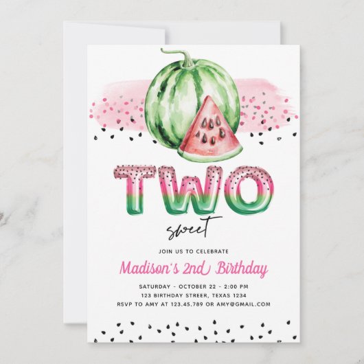 Zomerballon Brieven Melon Twee Zoete Verjaardag Kaart (Voorkant)