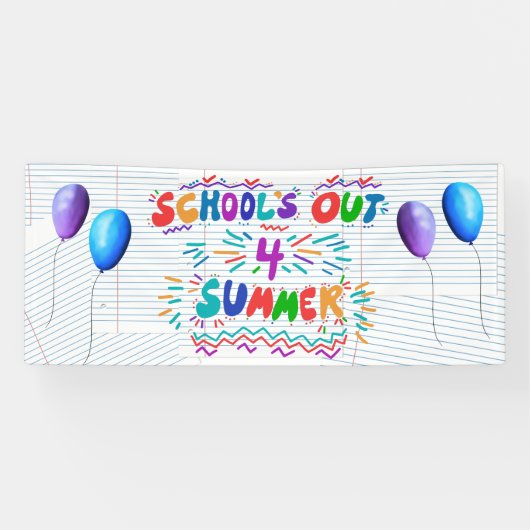 Zomerbanner voor het einde van het schooljaar spandoek (Horizontaal)