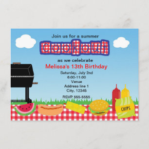 Zomerbarbecue BBQ Picknick Park Uitnodigingen